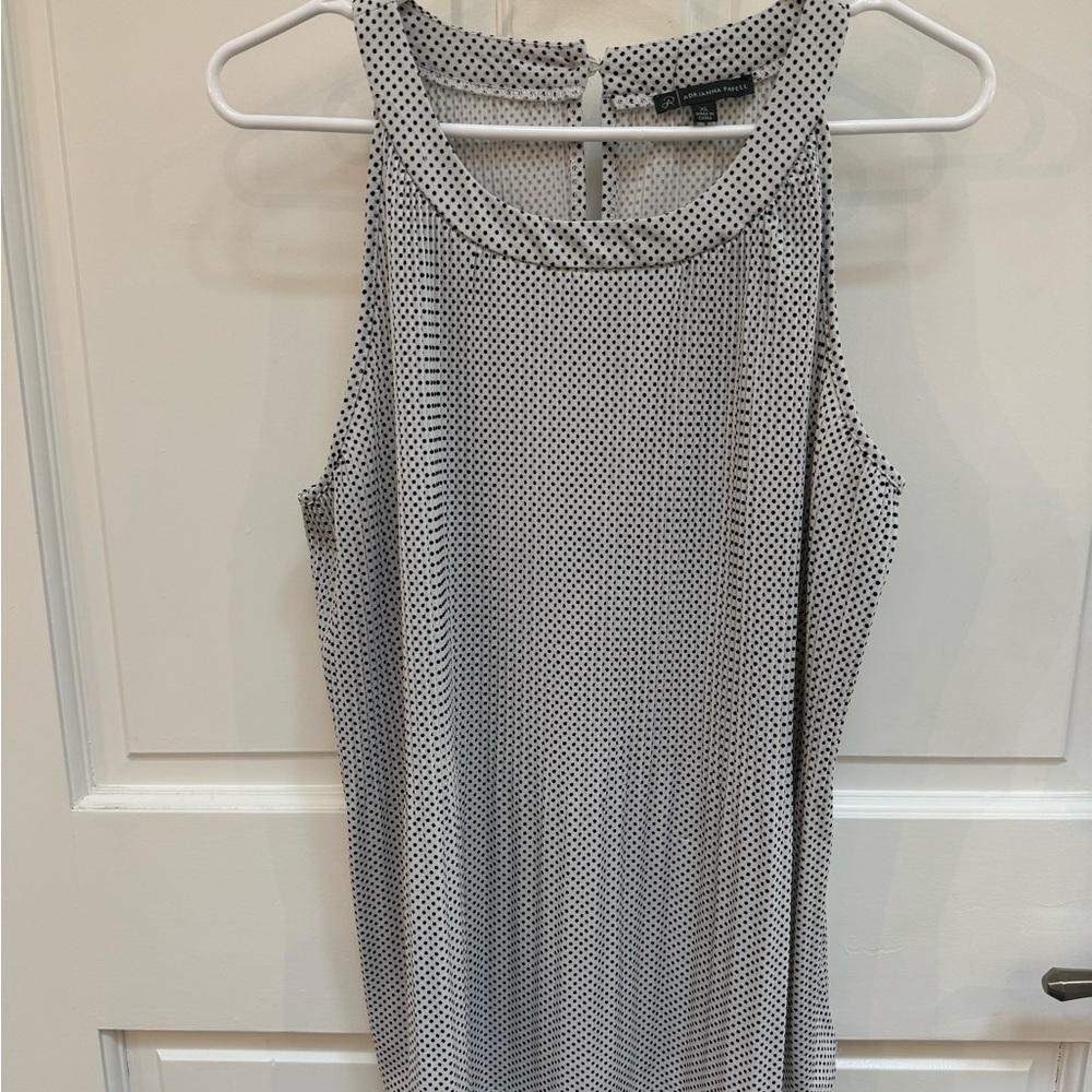 Adrianna Papelle XL EUC Black and White Halter Neck Top Generous Fit